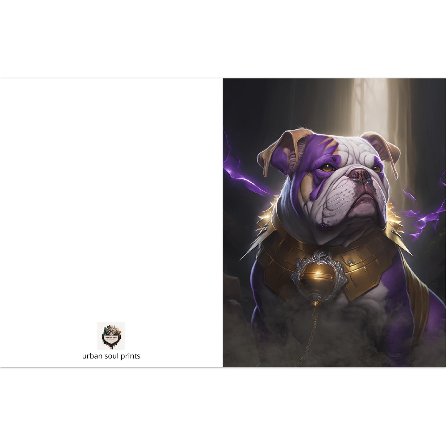 Purple and Gold Dog - Bold (Pack of 10 Folded Cards with standard envelopes)